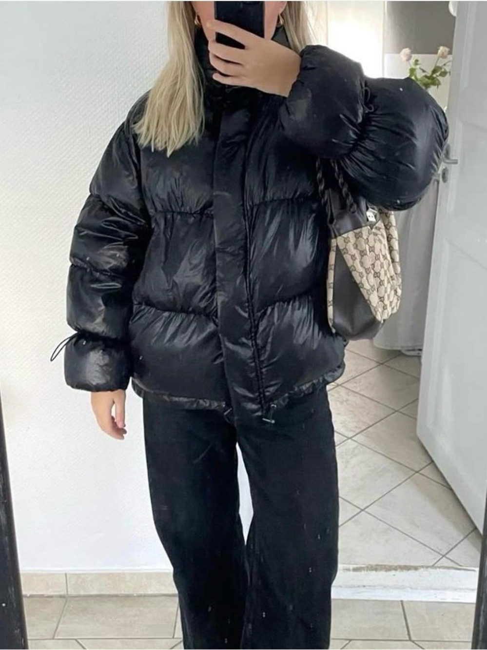 Black Shiny Puffer Jacket